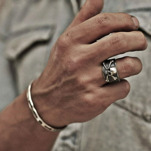 Bague Crâne & Os Croisés