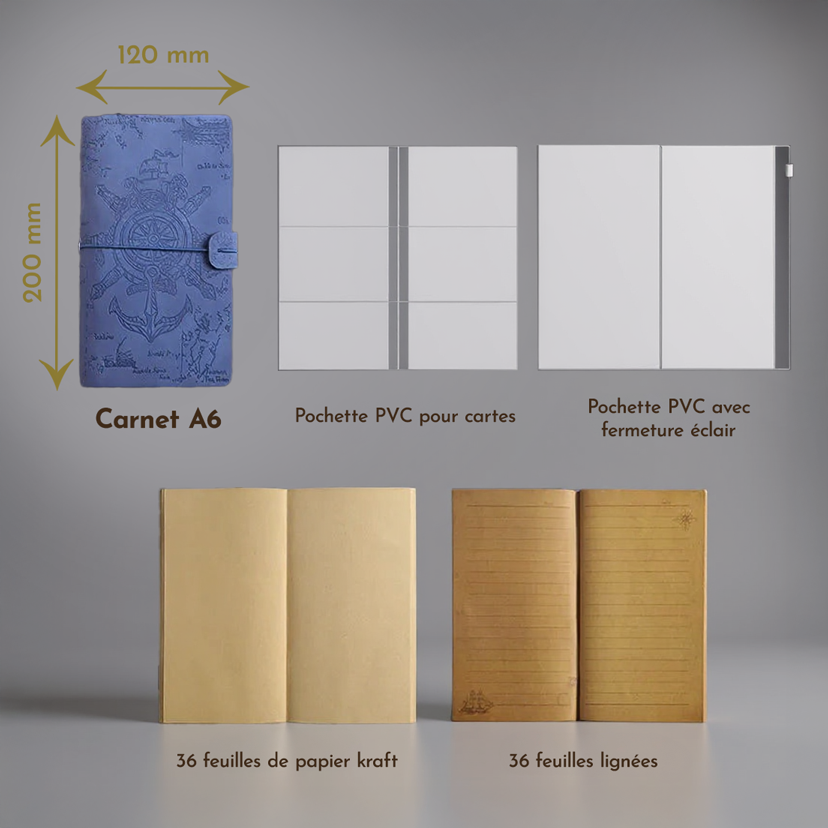 Carnet Pirate Vintage A6 – Journal de Bord en Cuir