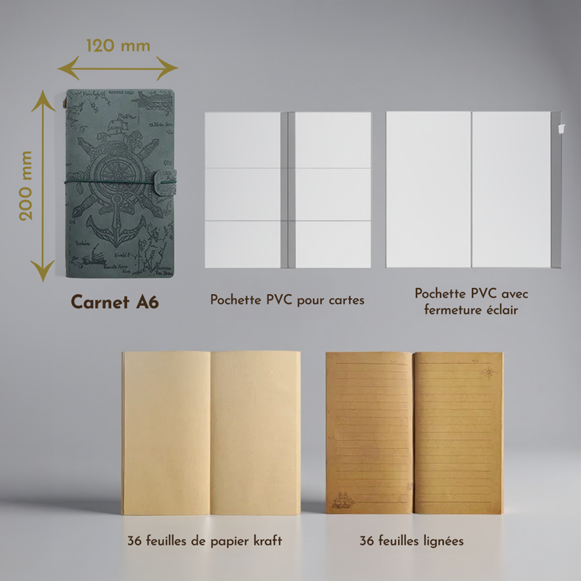 Carnet Pirate Vintage A6 – Journal de Bord en Cuir