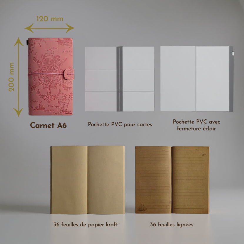 Carnet Pirate Vintage A6 – Journal de Bord en Cuir