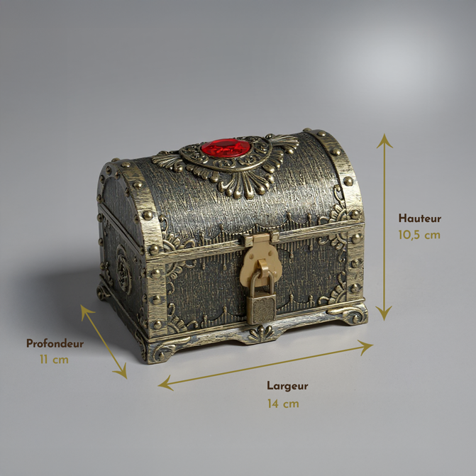 Coffre au Trésor Pirate – Boîte de Rangement Antique avec Cadenas et Clé