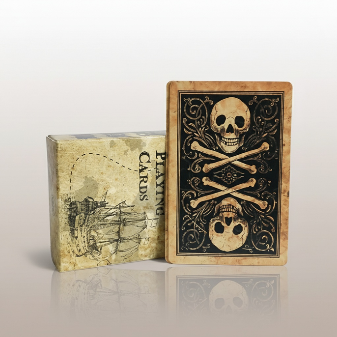 Jeu de 54 Cartes à Jouer Pirate Crâne Étanche