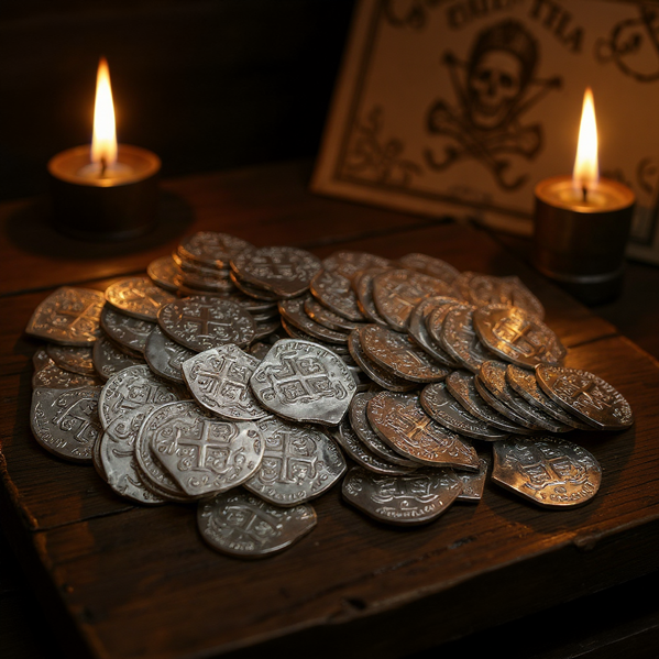 Lot de 30 à 120 Pièces de Monnaie Pirate – Or, Argent & Bronze