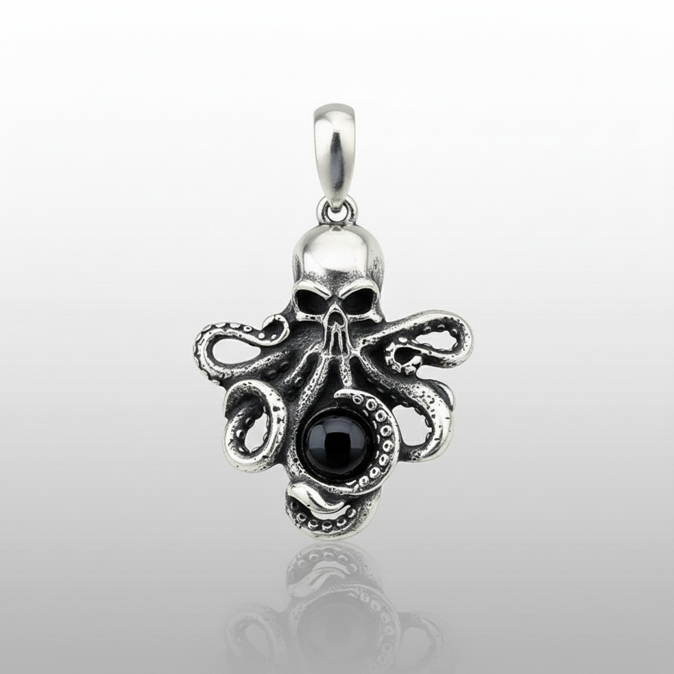 Pendentif pieuvre et sa pierre - oeil
