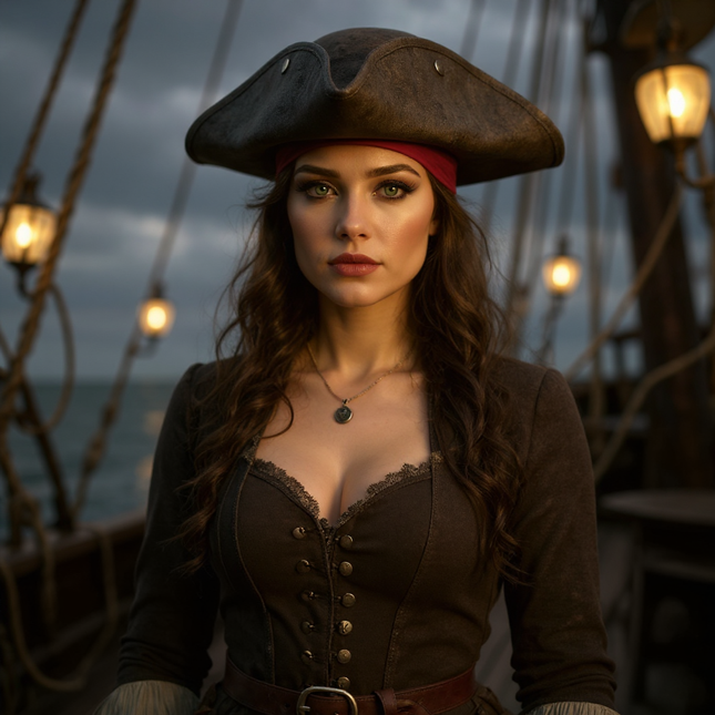 Tricorne Pirate Marron – Simili Cuir Authentique