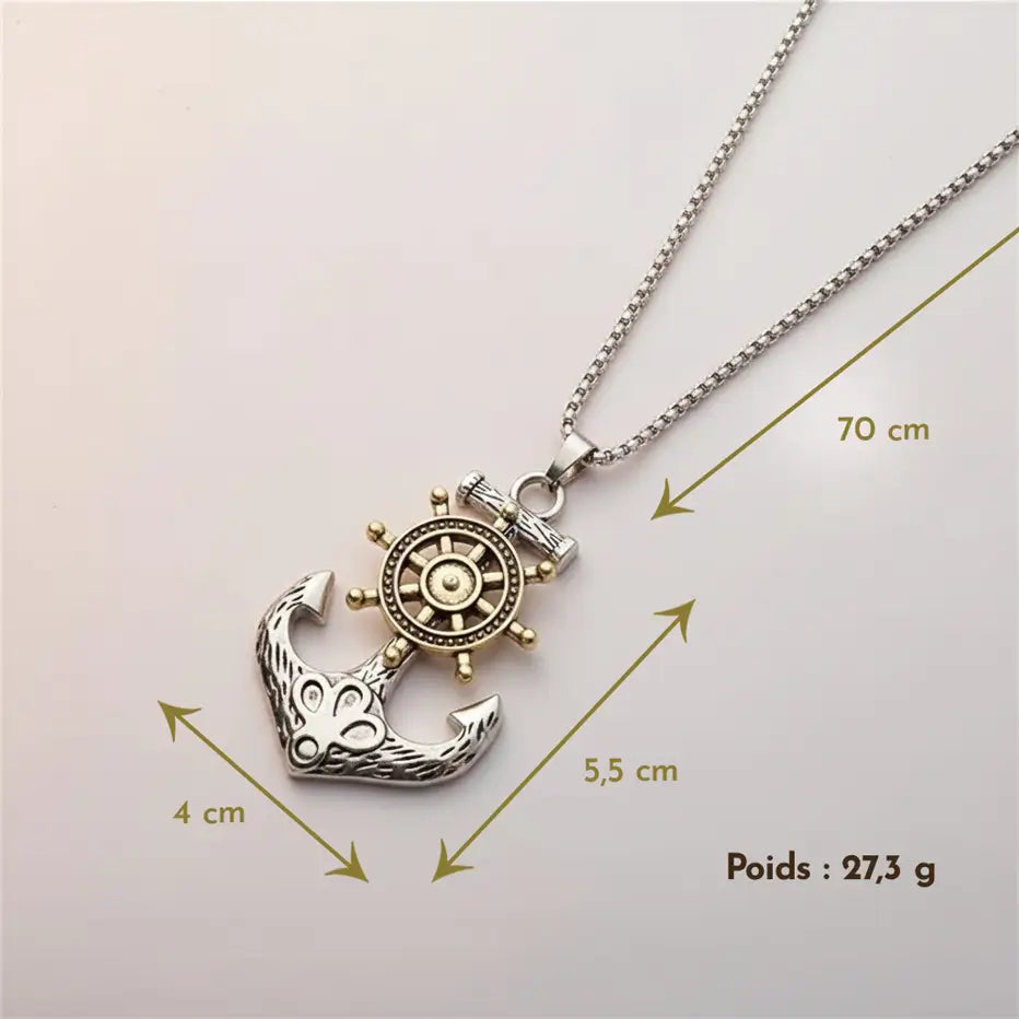 Dimensions et poids du collier Gouvernail doré rotatif, acier inoxydable 316L.