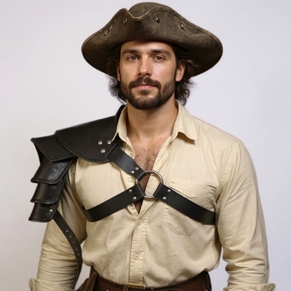 Armure d’Épaule en Simili Cuir Noir - Cosplay