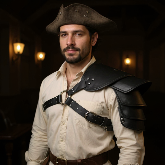 Armure d’Épaule en Simili Cuir Noir - Cosplay