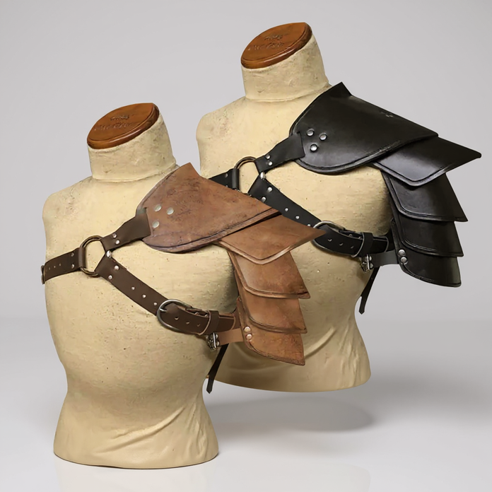 Armure d’Épaule en Simili Cuir Noir - Cosplay