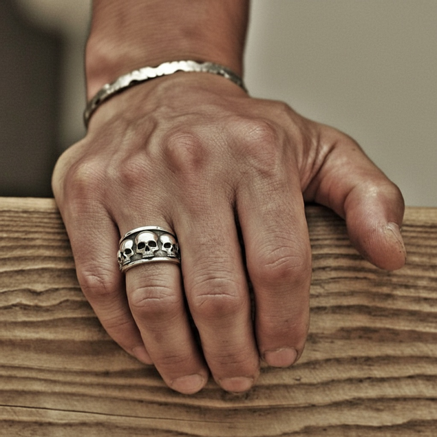 Bague Crânes Multiples