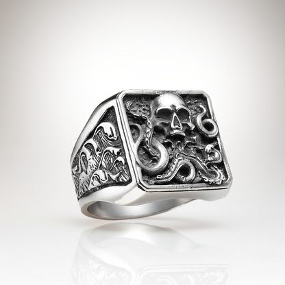 Bague Pirate Crâne & Kraken
