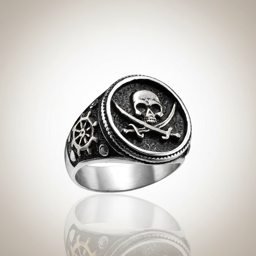 Bague Pirate Crâne & Sabres Croisés