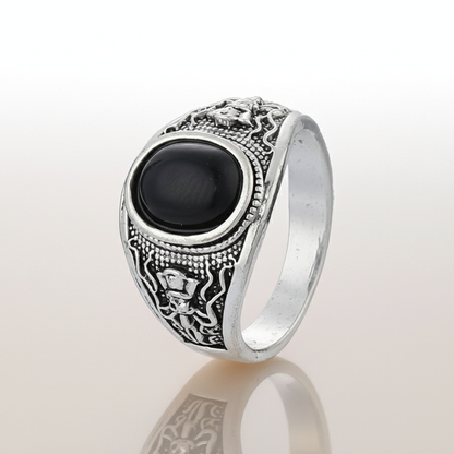 Bague Pirate Pierre Noire & Pieuvre