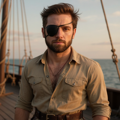 Cache-Œil Pirate en Simili Cuir – Accessoire Cosplay Ajustable