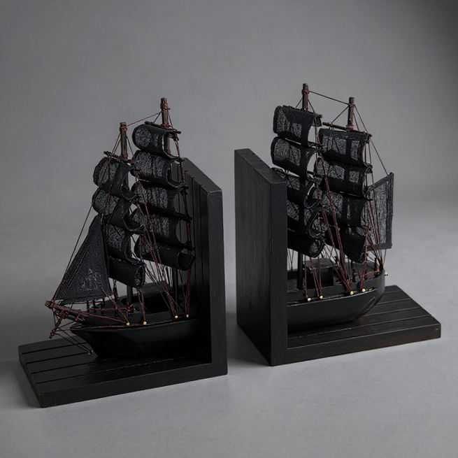 Cale-livres Bateau Voilier Pirate en Bois – Insert Booknook