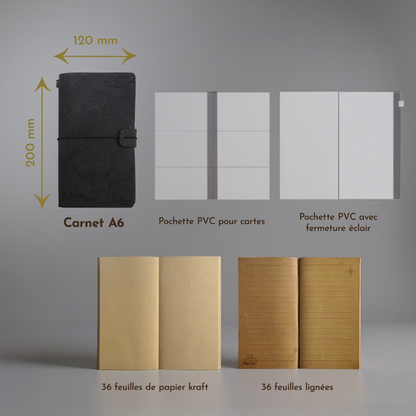 Carnet Pirate Vintage A6 – Journal de Bord en Cuir