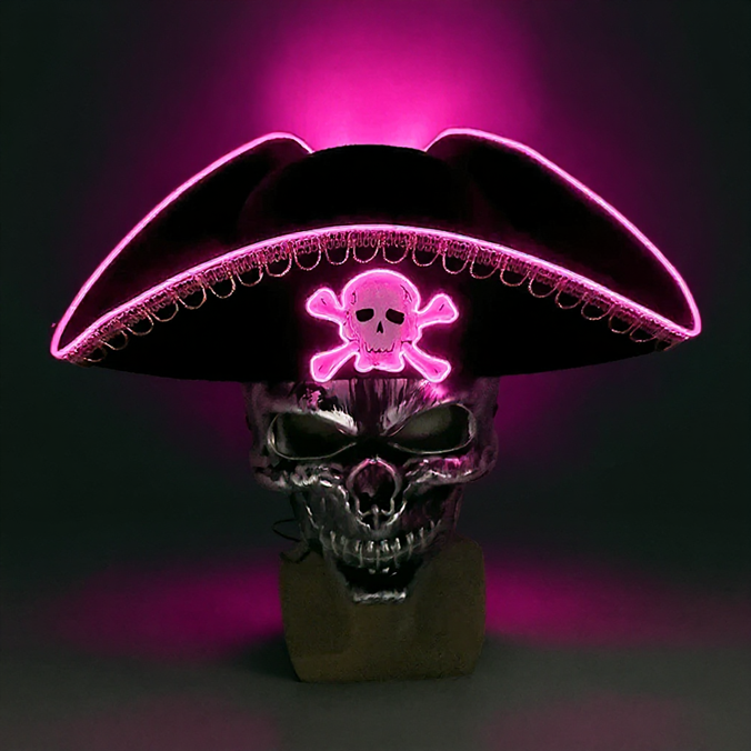 Chapeau Pirate LED + Masque Crâne LED (Support Chapeau)