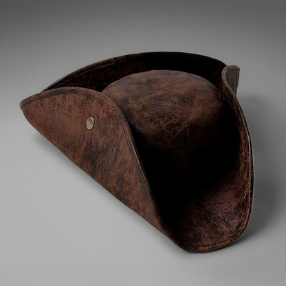 Chapeau Pirate Tricorne en Simili Cuir Marron