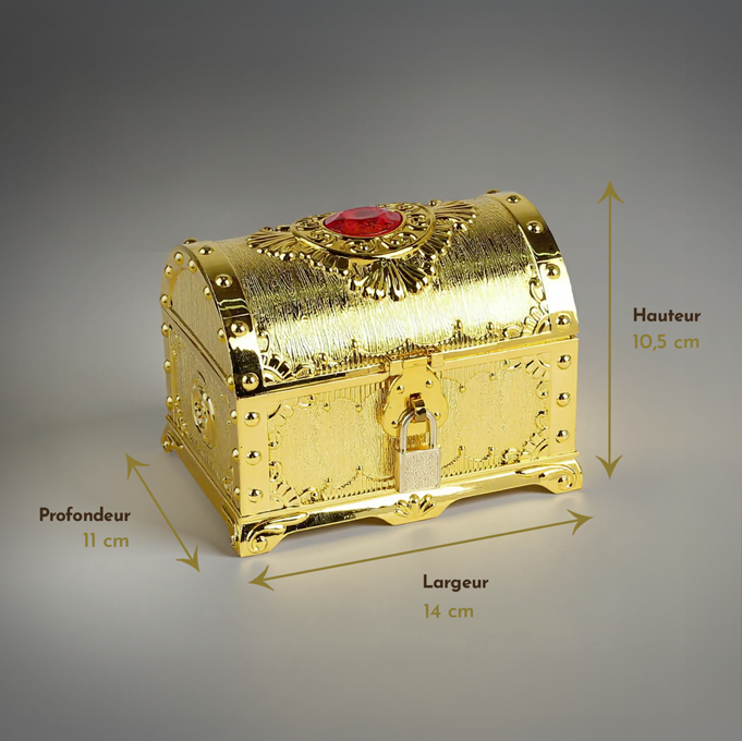 Coffre au Trésor Pirate – Boîte de Rangement Antique avec Cadenas et Clé