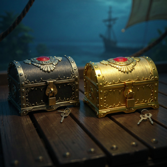Coffre au Trésor Pirate – Boîte de Rangement Antique avec Cadenas et Clé
