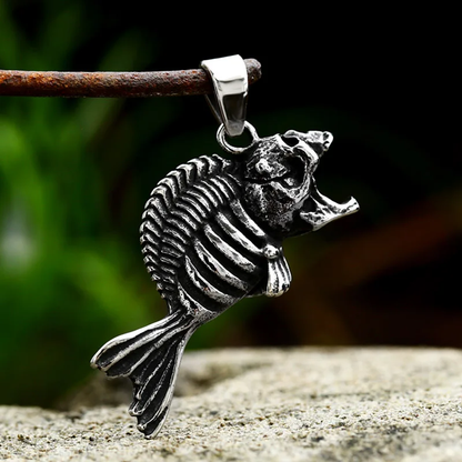 Collier Pendentif Poisson Squelette