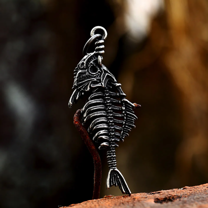 Collier Pendentif Poisson Squelette