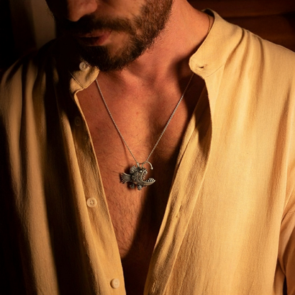 Collier Pendentif Poisson Squelette