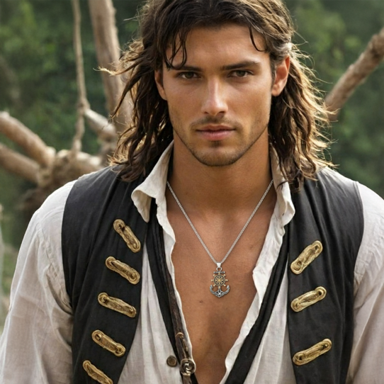 Collier Pirate – Pendentif Gouvernail Rotatif & Ancre Marine