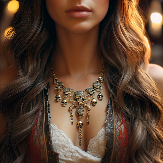 Collier Pirate Crâne et Os Croisés – Bijou Gothique