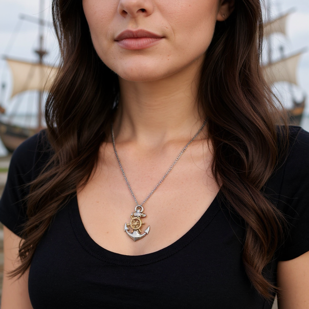 Collier Ancre & Gouvernail – Trésor Maritime
