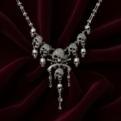 Collier Pirate Crâne et Os Croisés – Bijou Gothique