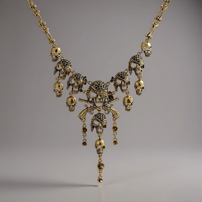 Collier Pirate Crâne et Os Croisés – Bijou Gothique