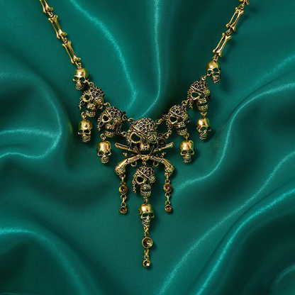 Collier Pirate Crâne et Os Croisés – Bijou Gothique