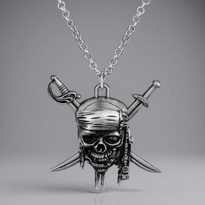 Collier Pirate – Pendentif Crâne & Sabres Croisés