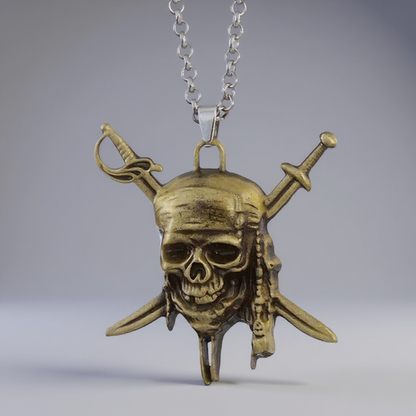 Collier Pirate – Pendentif Crâne & Sabres Croisés