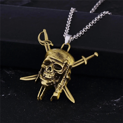 Collier Pirate – Pendentif Crâne & Sabres Croisés