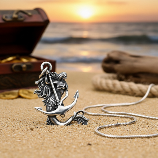 Collier Sirène & Ancre – Pendentif Pirate
