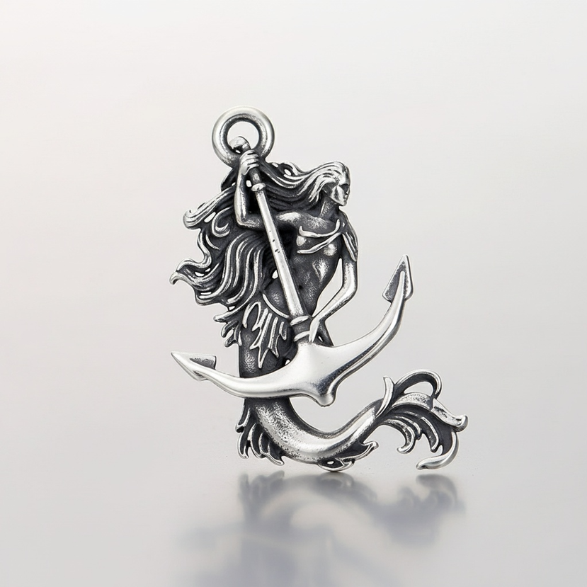 Collier Sirène & Ancre – Pendentif Pirate