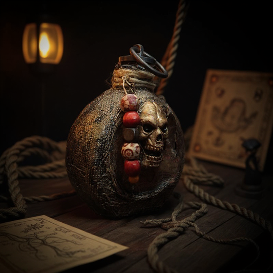 Gourde Pirate Crâne en Résine – Figurine Décorative Artisanale