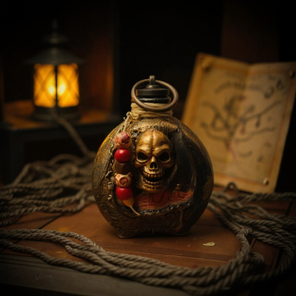 Gourde Pirate Crâne en Résine – Figurine Décorative Artisanale