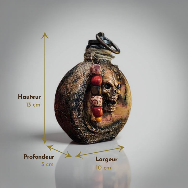 Gourde Pirate Crâne en Résine – Figurine Décorative Artisanale