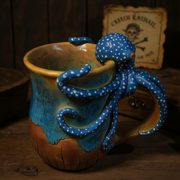 Mug avec pieuvre sur la poignée