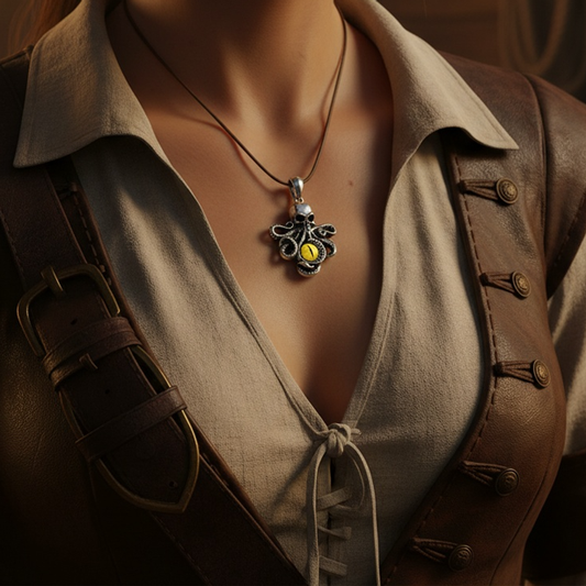 Pendentif pieuvre et sa pierre - oeil