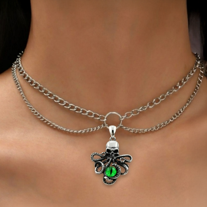 Pendentif pieuvre et sa pierre - oeil
