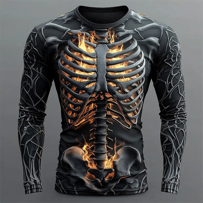 T-shirt Pirate 3D  – Crâne en Flammes & Squelette