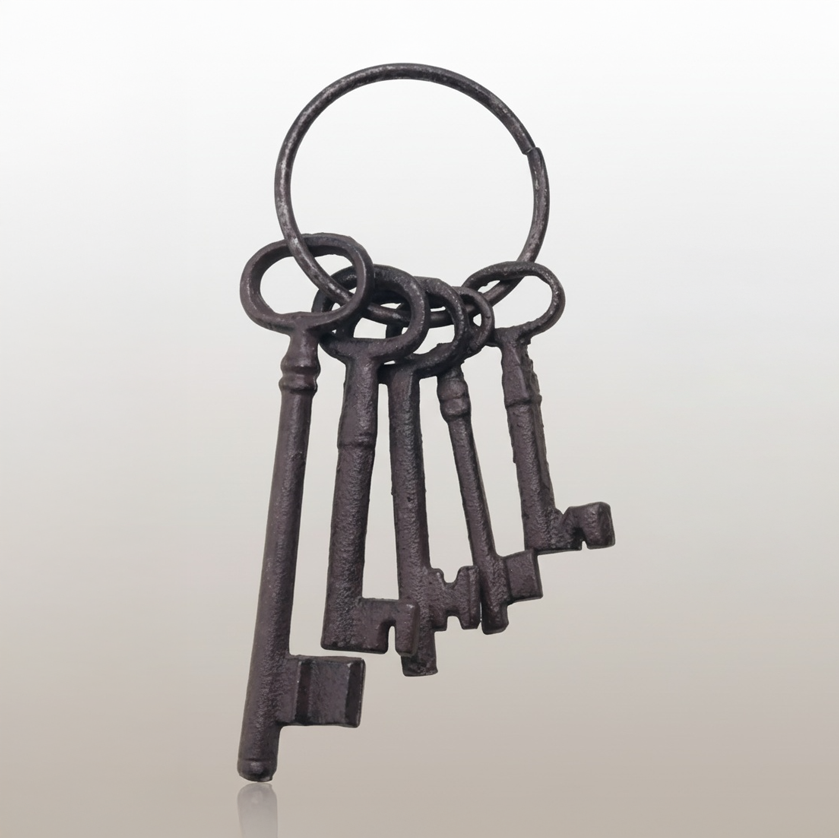 Set de 5 Clés Pirates – Porte-Clés en Fonte Antique