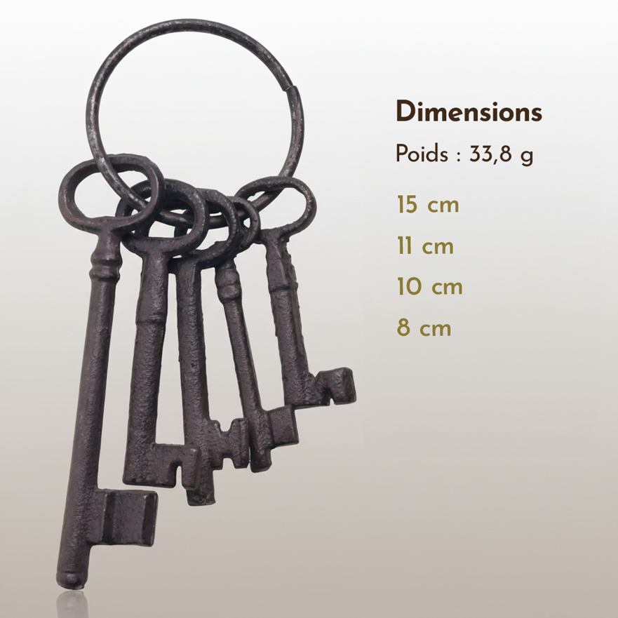 Set de 5 Clés Pirates – Porte-Clés en Fonte Antique