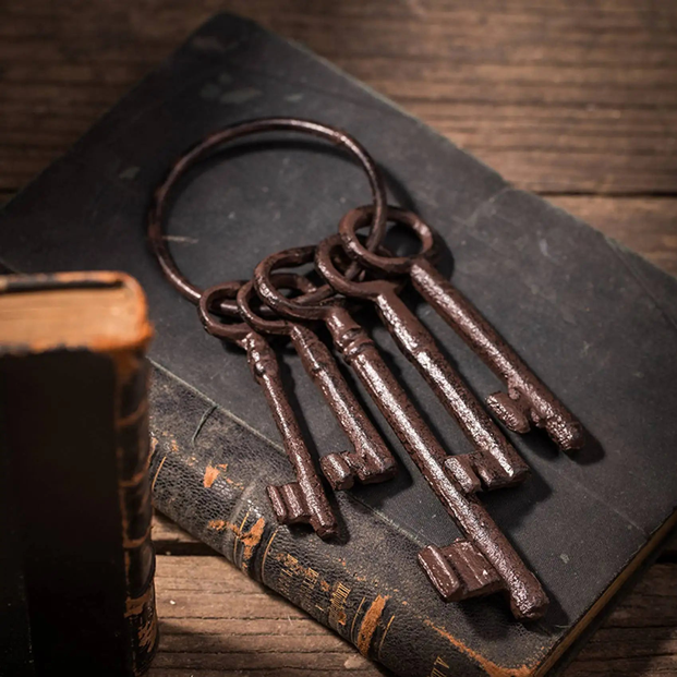 Set de 5 Clés Pirates – Porte-Clés en Fonte Antique