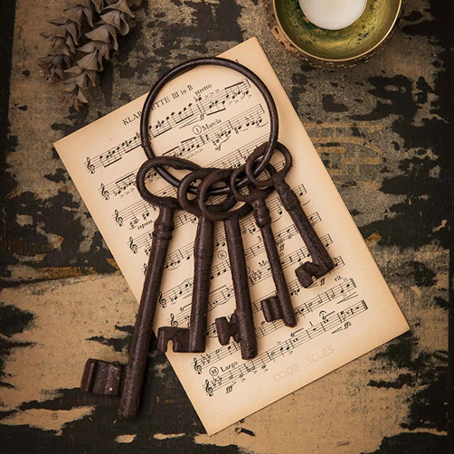 Set de 5 Clés Pirates – Porte-Clés en Fonte Antique