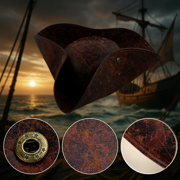 Tricorne Pirate Marron – Simili Cuir Authentique